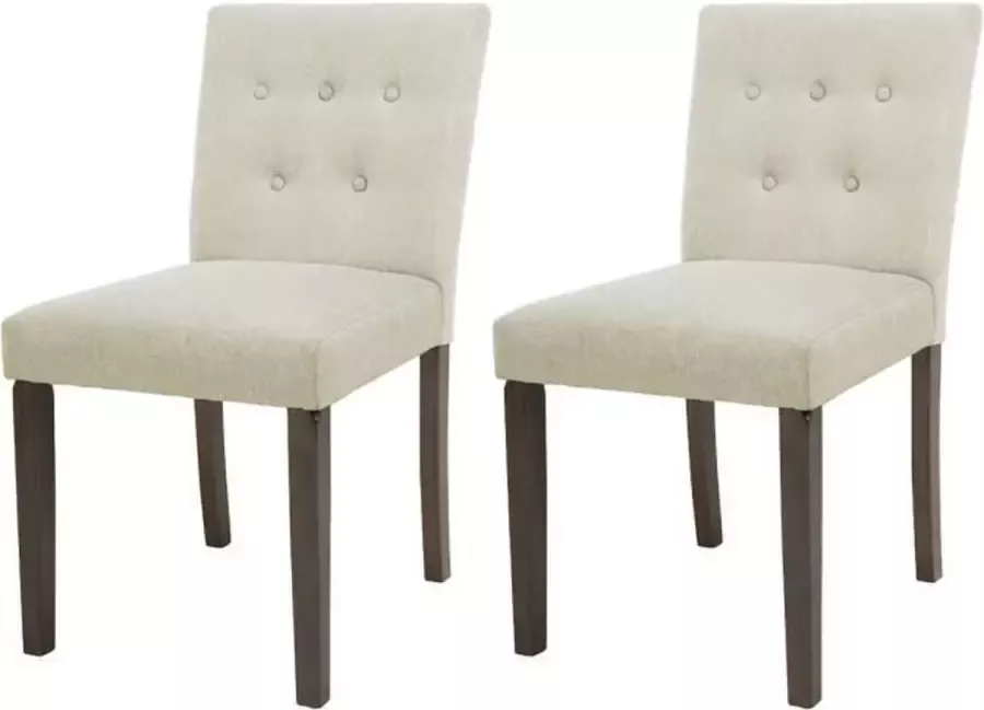 Merkloos Set van 2 stoelen in beige stof en bruin hout L 47 x D 58 x H 84 cm HANSON - Foto 2