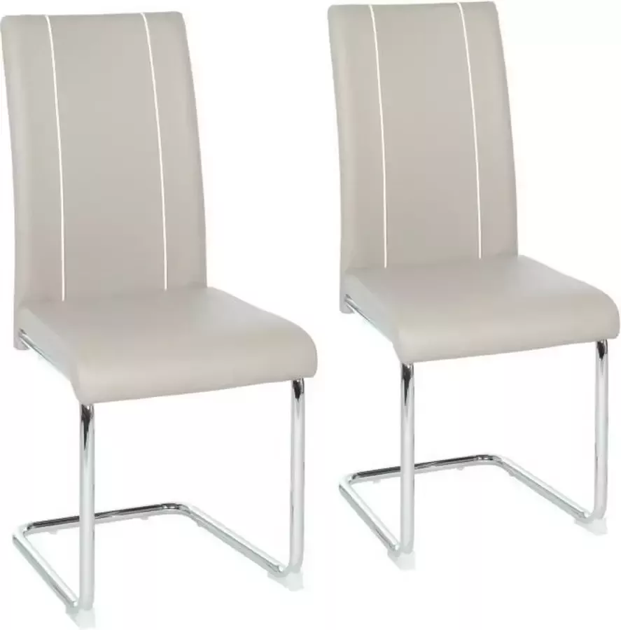 Merkloos Set van 2 stoelen Lichtgrijs imitatie Metalen poten L 44 x D 56 x H 101 cm GASPARD