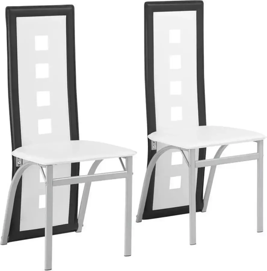 Anders Set van 2 stoelen Witte en zwarte stof L 44 x D 53 x H 93 cm BILLIE