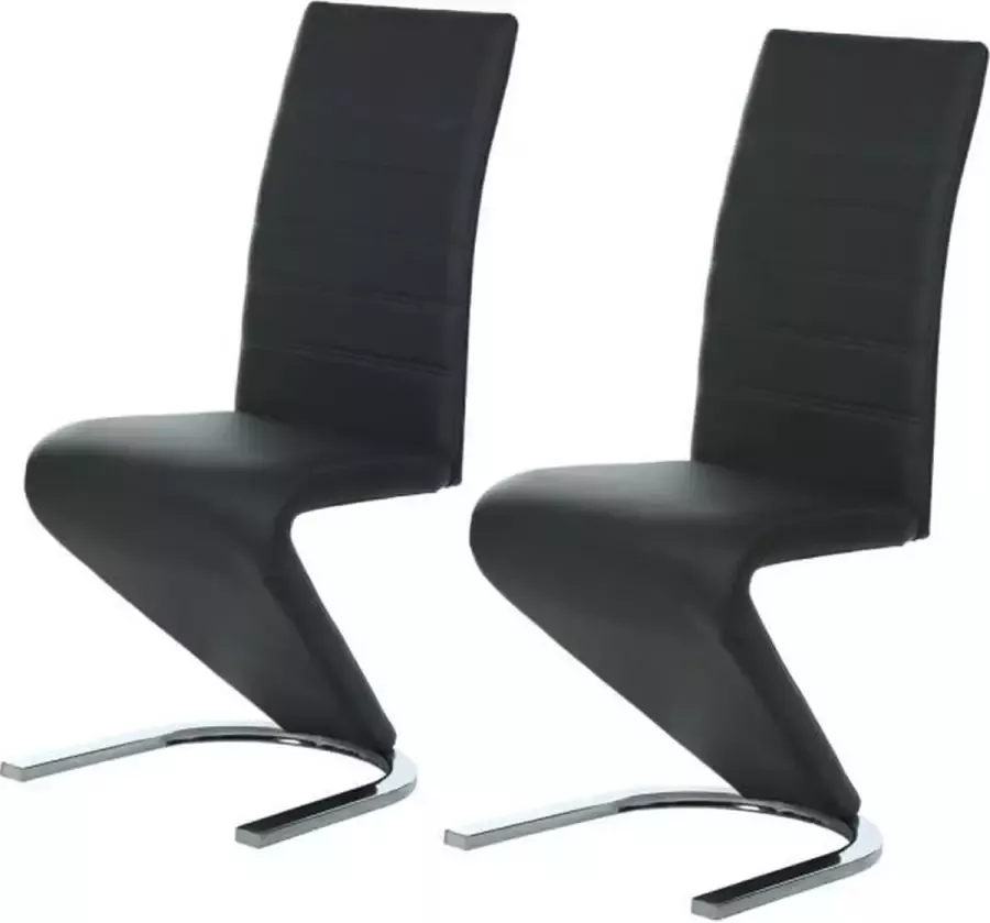Anders Set van 2 stoelen Zwart kunstleer Metalen poten L 43 x D 55 x H 105 cm ZACK