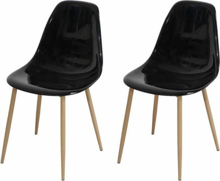 Merkloos Set van 2 zwarte transparante kristallen stoelen L 47 x D 54 x H 84 cm CLODY
