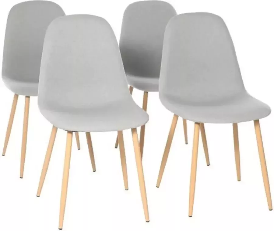 Merkloos Set van 4 stoelen in grijze stof L 45 x D 53 x H 85 cm CLODY