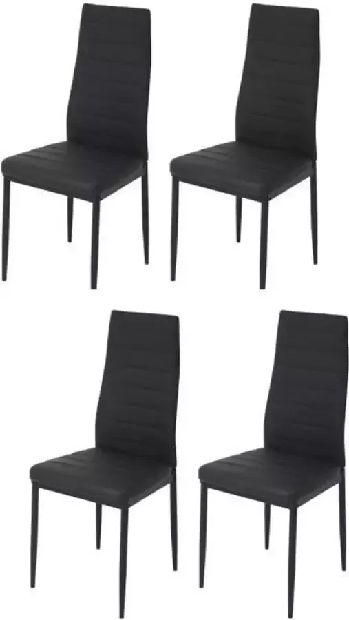 Merkloos Set van 4 stoelen Zwarte imitatie L 42 x D 49 x H 97 cm JIM