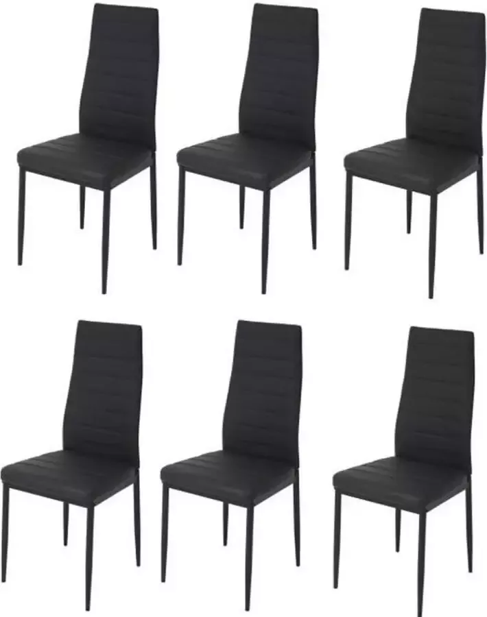 Merkloos Set van 6 stoelen Zwart imitatie L 42 x D 49 x H 97 cm JIM