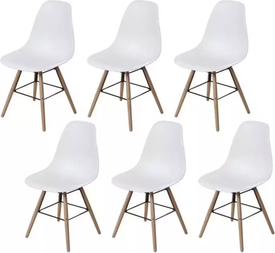 Anders Set van 6 witte stoelen met houten poten L 47 x D 52 x H 83 cm OLAF