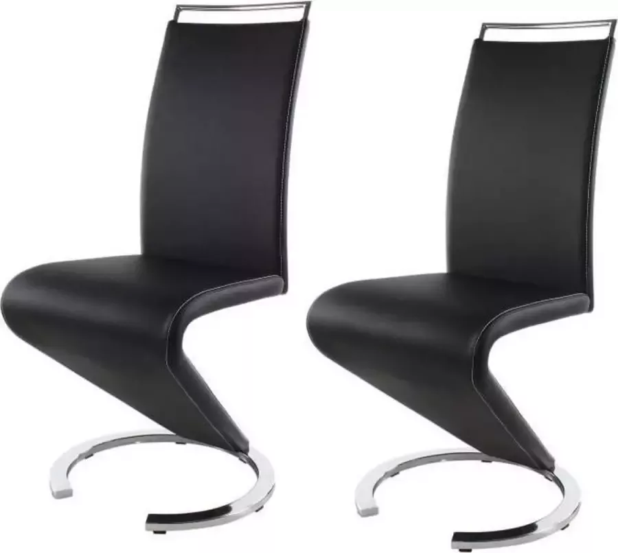 Anders SIDNEY Set van 2 eetkamerstoelen in metaal Zwarte imitatie Modern L 49 5 x D 61 cm