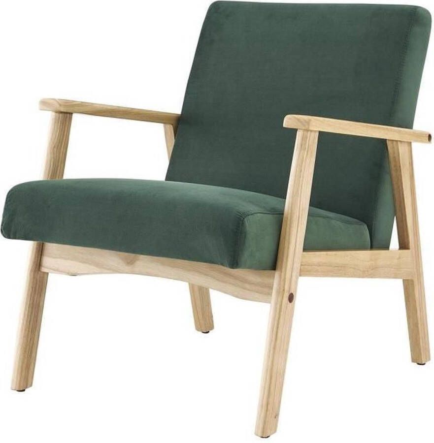 Anders TULIO Scandinavische fauteuil Groene stof en massief hout L 63 x D 78 x H 75 cm