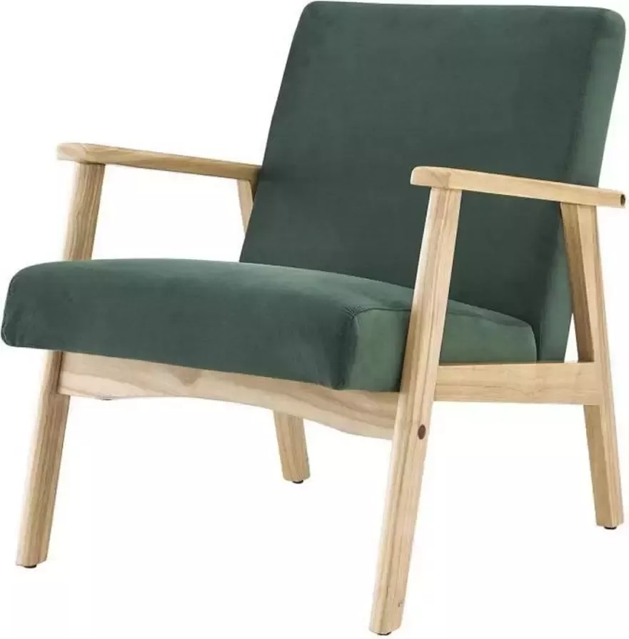 Anders TULIO Scandinavische fauteuil Groene stof en massief hout L 63 x D 78 x H 75 cm