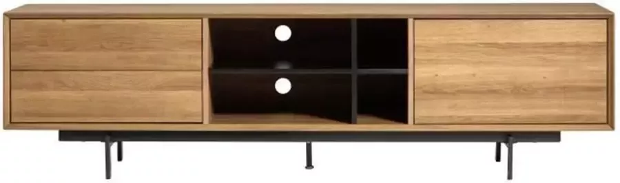 Anders Tv-meubel met 1 deur en 2 lades Wengé en zwart eiken L 180 x D 40 x H 50 cm BEATRIZ