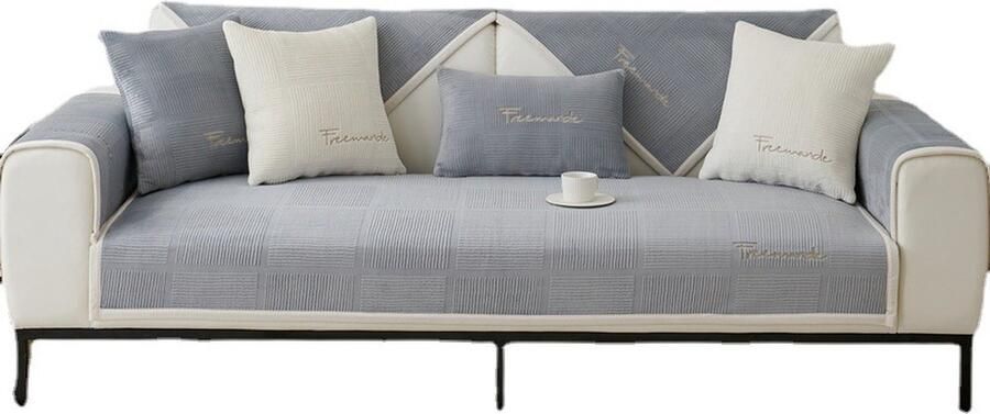 Andyou Bankhoes 70*70cm Fluweel Strepen Grijs