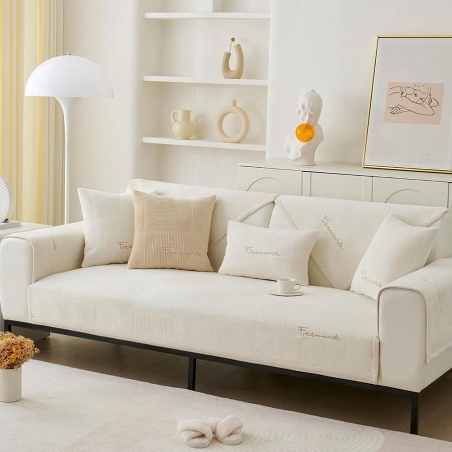 Andyou Bankhoes 70*70cm Verdikte bankhoes Eenvoudig en modern Geschikt voor alle seizoenen Antislip Wit