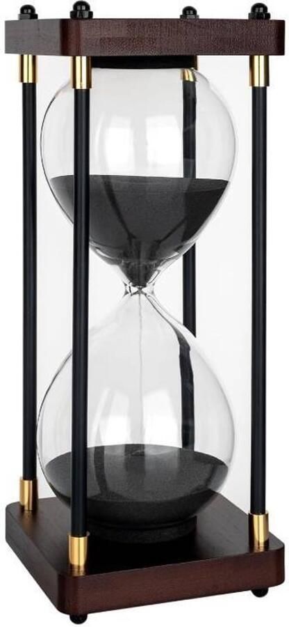 Andyou Decoratief glazen zandloper met gouden zijlijst voor woonkamer salontafel schoolspel 30 minuten zwart