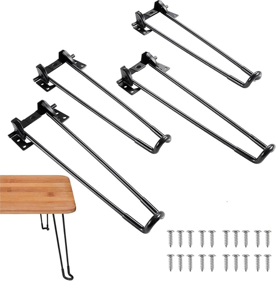 Andyou Tafelpoten 4 stuks opvouwbare tafelpoten- metalen tafelpotenset- opvouwbare meubels- opvouwbare salontafel- bedkast- vervanging (50 cm- diameter 10 mm)