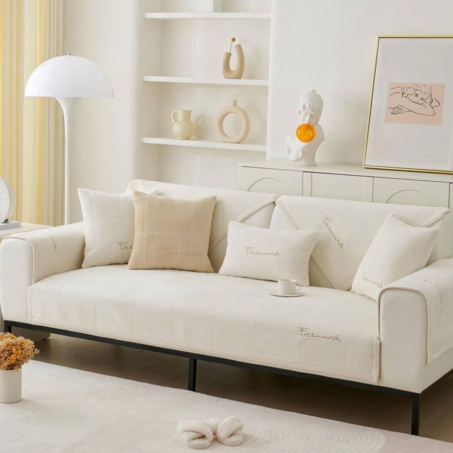 Andyou Bankhoes 70*120cm Verdikte bankhoes Eenvoudig en modern Geschikt voor alle seizoenen Antislip Wit