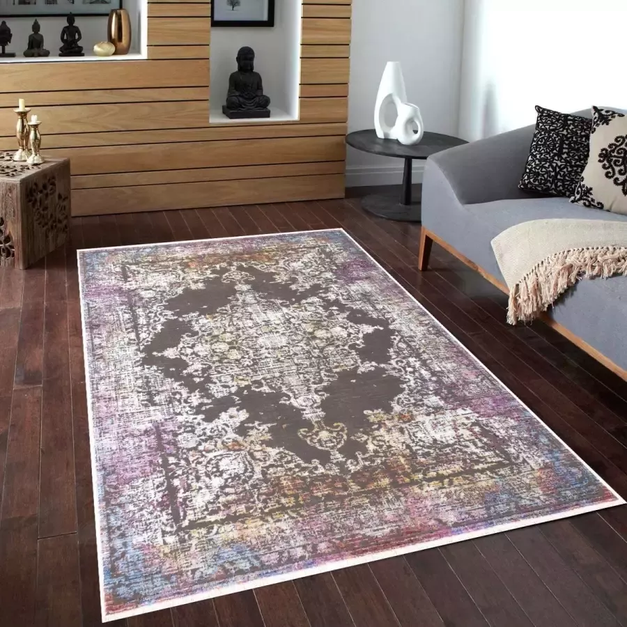 Angora Takaroo Vloerkleed KATHMANDU paars roze bruine tinten zacht velours 160 x 230 cm in maten verkrijgbaar kleed tapijt karpet loper mat keukenmat keukenloper