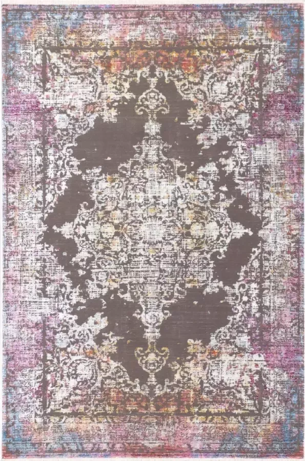 Angora Takaroo Vloerkleed KATHMANDU paars roze bruine tinten zacht velours 200 x 290 cm in maten verkrijgbaar kleed tapijt karpet loper mat keukenmat keukenloper