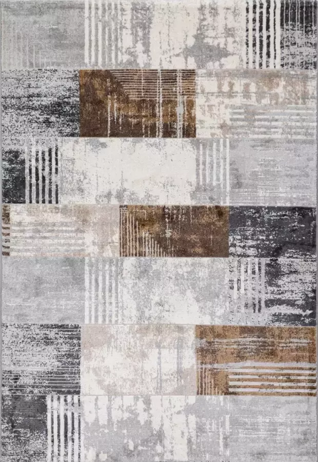 Angora Takaroo Vloerkleed MOMBASSA modern antraciet grijs bruin ecru zacht velours 80 x 150 cm in maten verkrijgbaar kleed tapijt karpet loper mat keukenmat keukenloper
