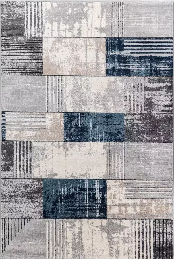 Angora Takaroo Vloerkleed STOCKHOLM modern blauw grijs ecru zacht velours 120 x 170 cm in maten verkrijgbaar kleed tapijt karpet loper mat keukenmat keukenloper