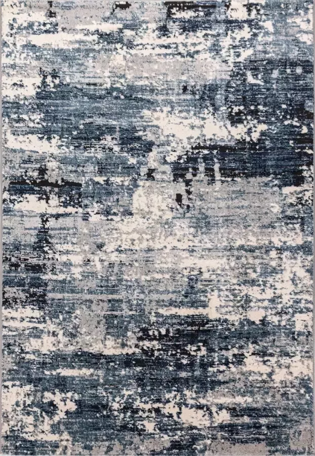 Angora Takaroo Vloerkleed TOLEDO modern marineblauw grijs wit zacht velours 200 x 290 cm in maten verkrijgbaar kleed tapijt karpet loper mat keukenmat keukenloper