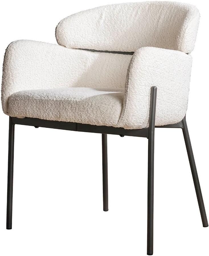 AnLi Style Armstoel Bouclé ronde rug Bouclé wit set van 2