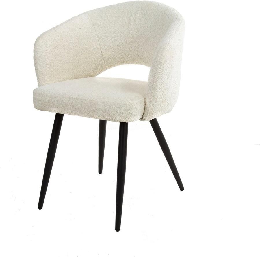 AnLi Style Armstoel boucle salon wit set van 2