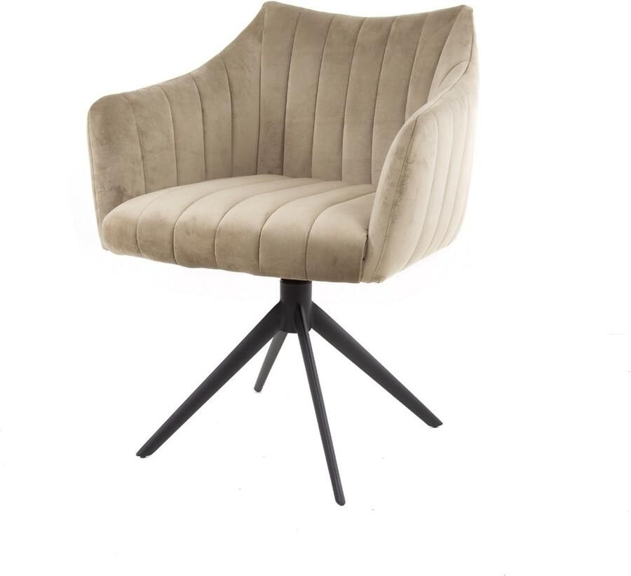 AnLi Style Armstoel cinema draaibaar Velours champagne set van 2