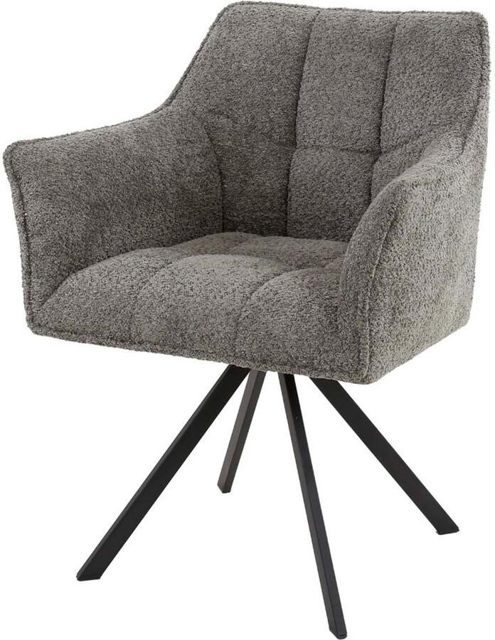 AnLi Style Armstoel raster draaibaar boucle taupe set van 2