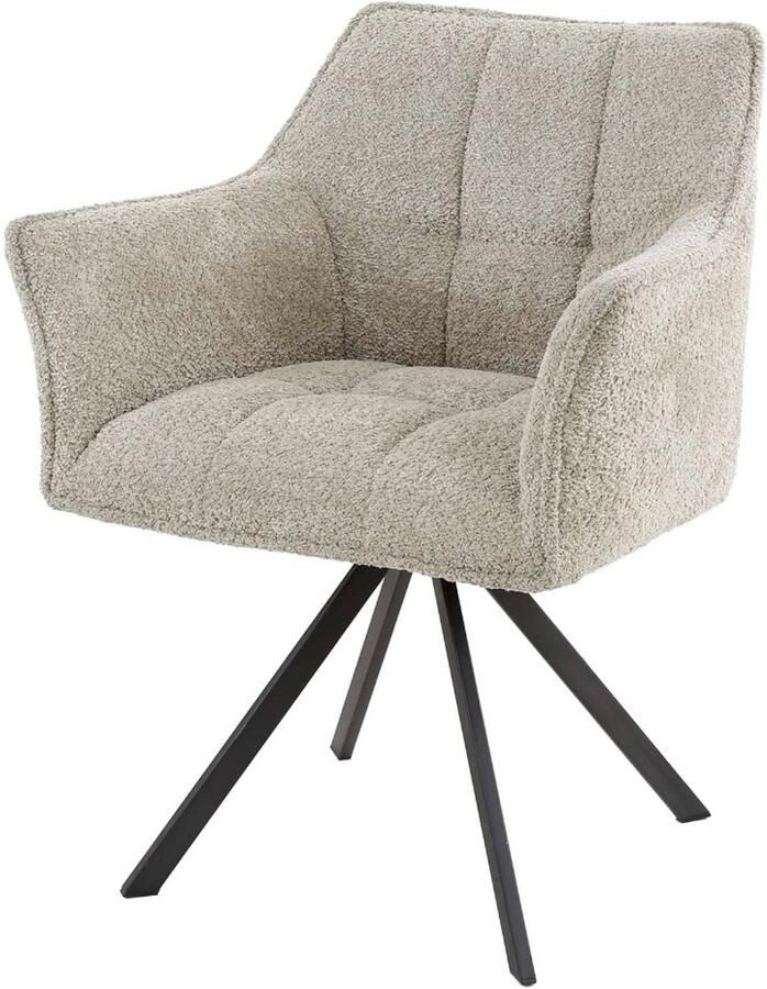 AnLi Style Armstoel Raster draaibaar Bouclé zand set van 2