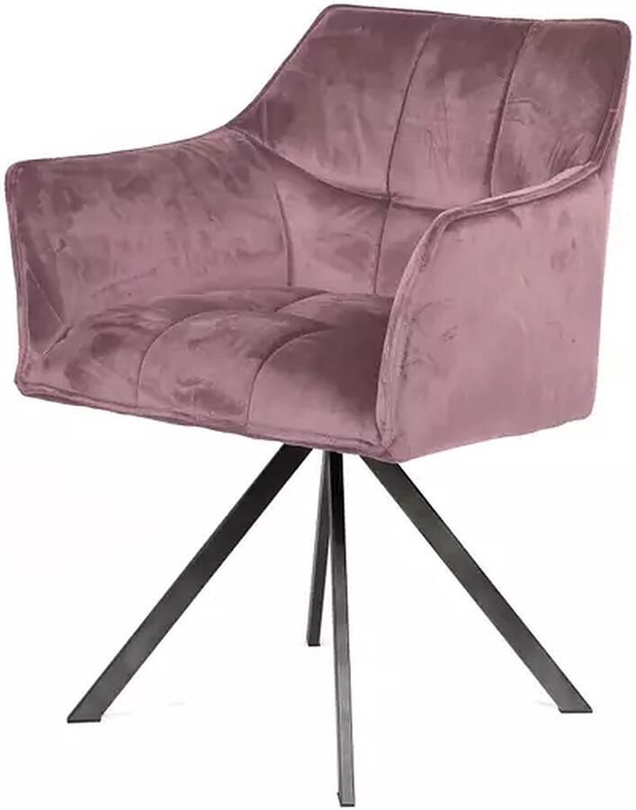 AnLi Style Armstoel raster draaibaar Velours roze set van 2