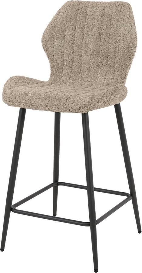 AnLi Style Barstoel boucle lendesteun Bouclé zand set van 2