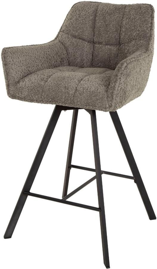 AnLi Style Barstoel raster draaibaar Bouclé taupe set van 2