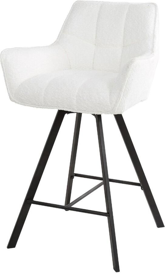 AnLi Style Barstoel raster draaibaar Bouclé wit set van 2