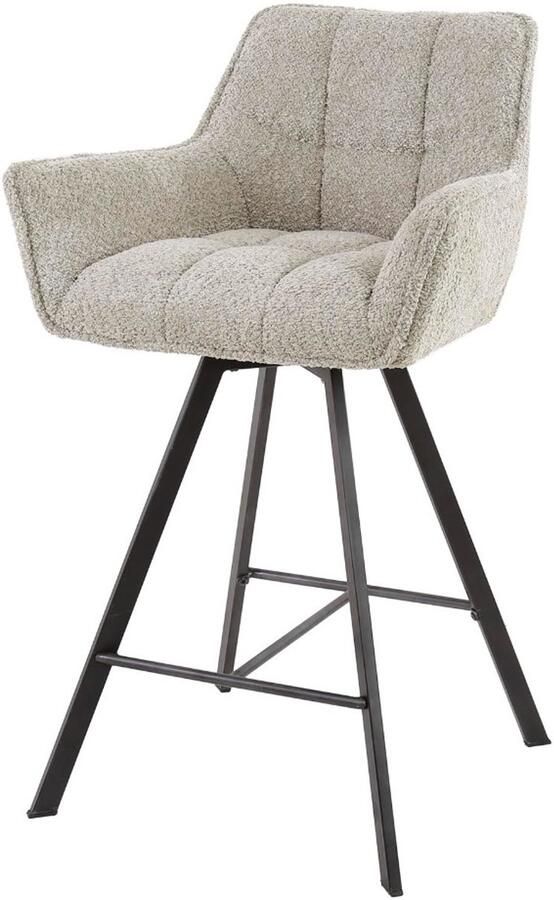 AnLi Style Barstoel raster draaibaar bouclé zandkleur set van 2