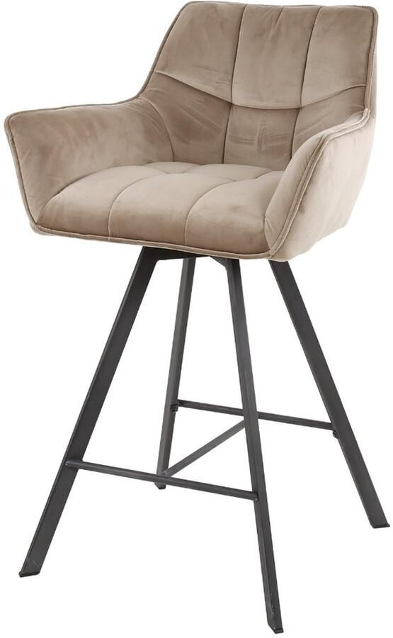 AnLi Style Barstoel raster draaibaar Champagne velours set van 2