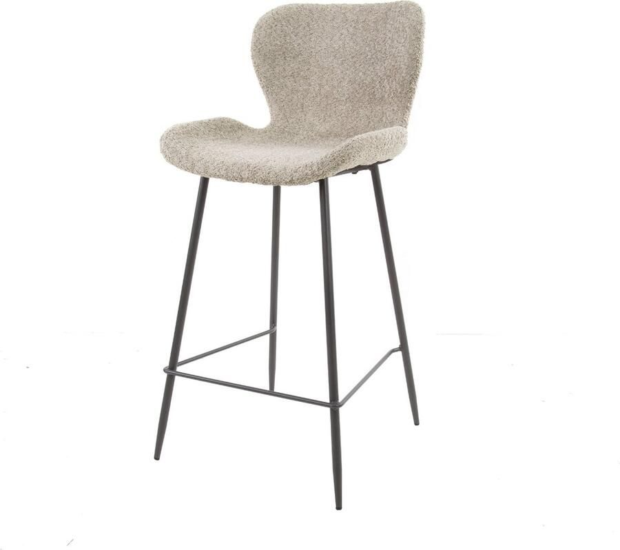 AnLi Style Barstoel ronde buis Bouclé zand set van 4