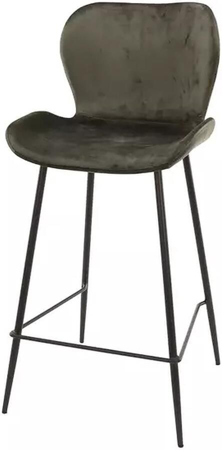 AnLi Style Barstoel velvet ronde buis Velours antraciet set van 4