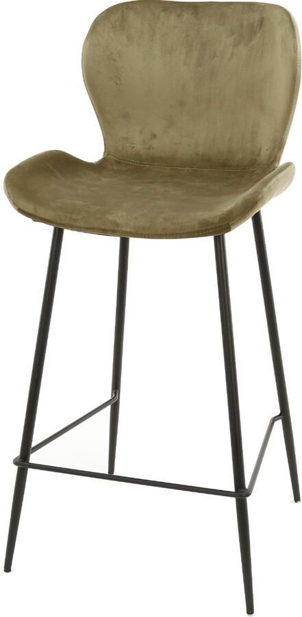 AnLi Style Barstoel velvet ronde buis Velours champagne set van 4