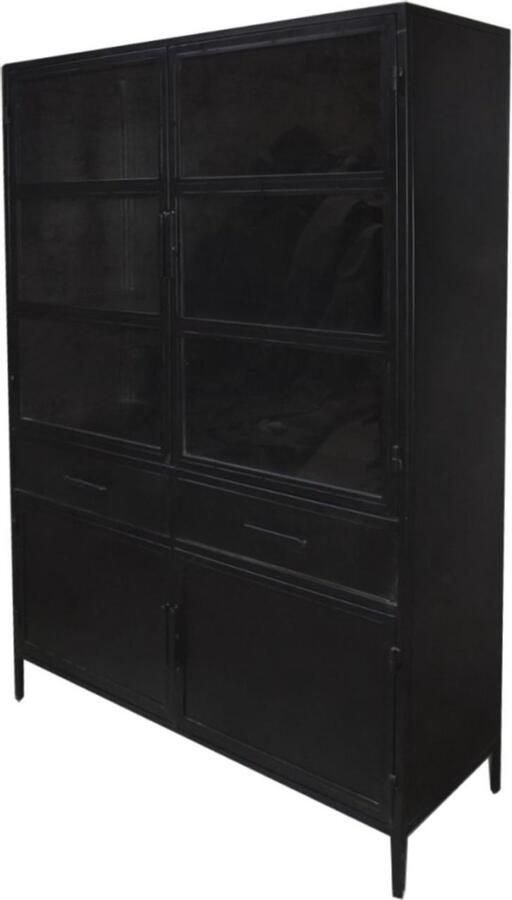 AnLi-Style Besi Vitrinekast 125 cm Zwart Metaal