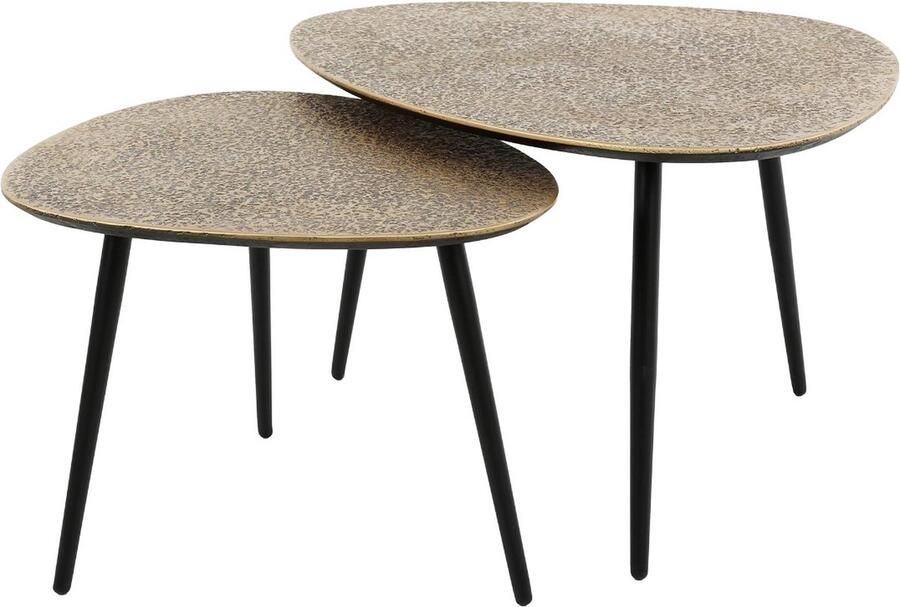 AnLi Style Salontafel set 2 driehoekig metallic brons antiek