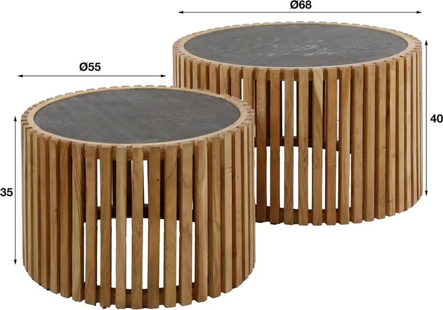 AnLi Style Salontafel set 2 slate round