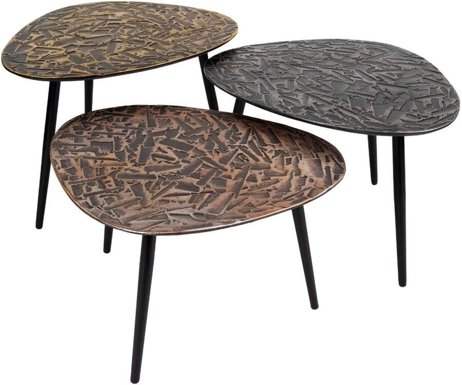 AnLi Style Salontafel set 3 driehoekig patina metal