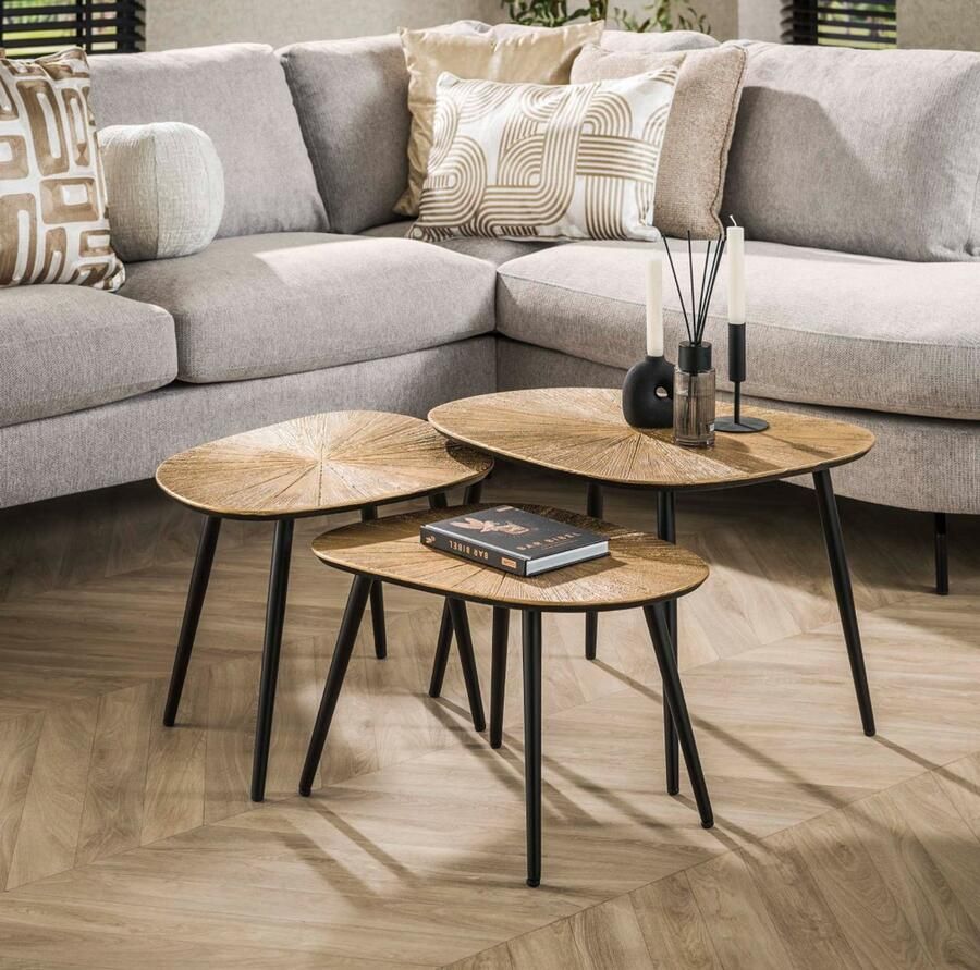 AnLi Style Salontafel set 3 vierhoekig ray metal