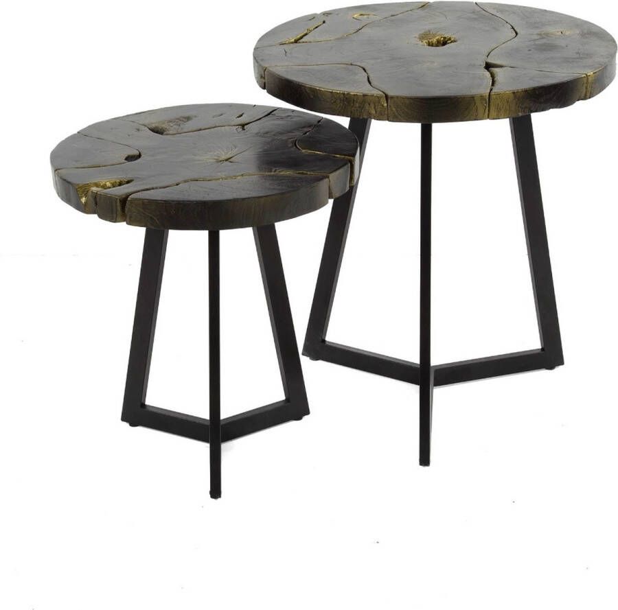 AnLi Style Salontafel set 2 rond black and gold - Foto 1