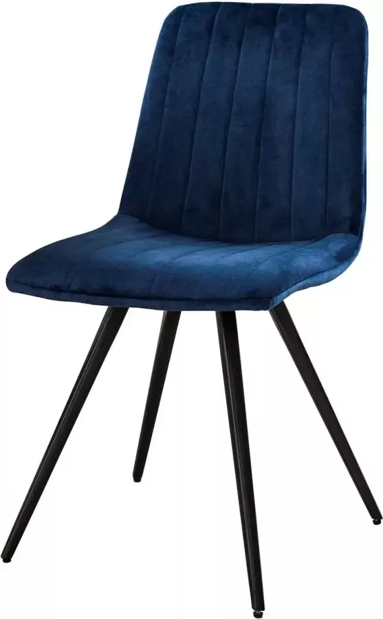 AnLi Style Stoel velvet straight stitch blauw velours