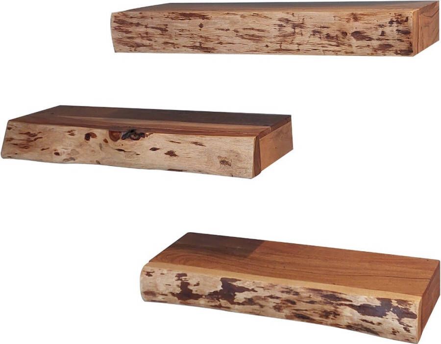 LT-Luce Wandplank Tree Storage Set van 3 met Lade Acaciahout Naturel