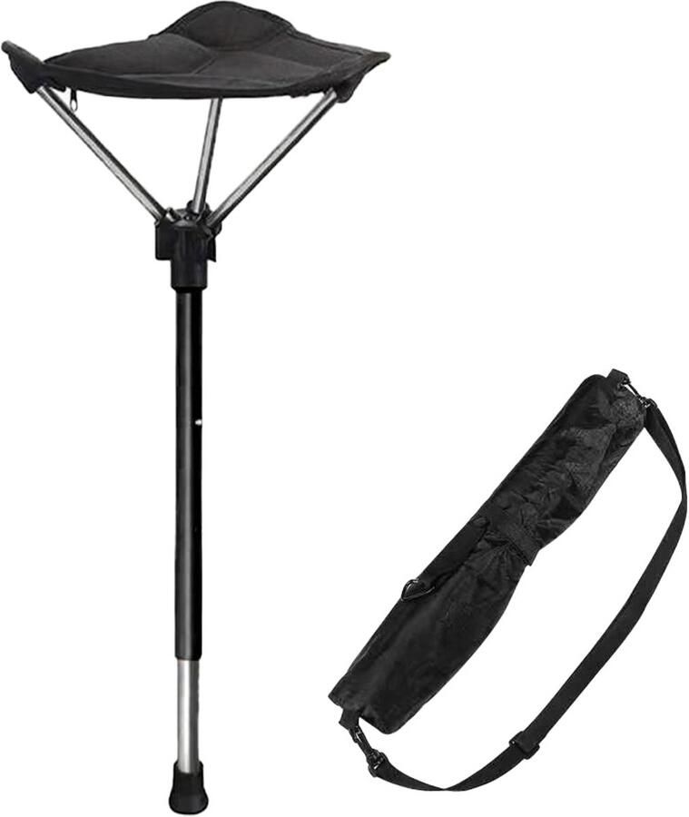 ANMI Opvouwbare kruk Opvouwbare kampeerkruk Viskruk Kampeerkruk 3 verstelbare hoogtes Geschikt voor ondergronds vissen Wandelen Viskruk Lichtgewicht Opvouwbaar Zwart