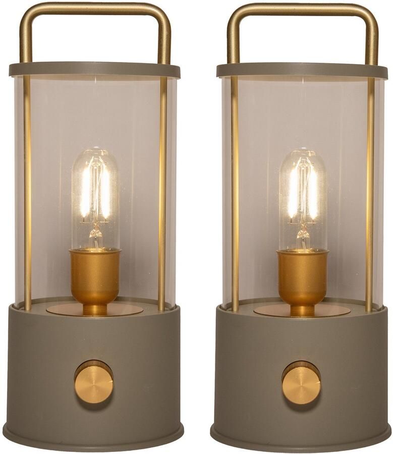 Anna's Collection Anna Collection Camping tafellamp lantaarn Elin 2x groen 25 cm dimbaar draadloos oplaadbaar USB buiten