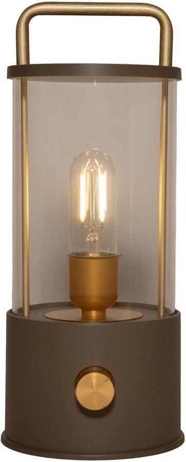 Anna's Collection Anna Collection Camping tafellamp lantaarn Elin taupe 25 cm dimbaar draadloos oplaadbaar USB buiten