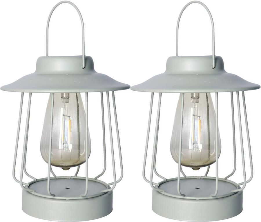 Anna's Collection Anna Collection Tuin lantaarn tafellamp 2x Solar groen D16 x H19 cm LED buitenverlichting Stijlvol