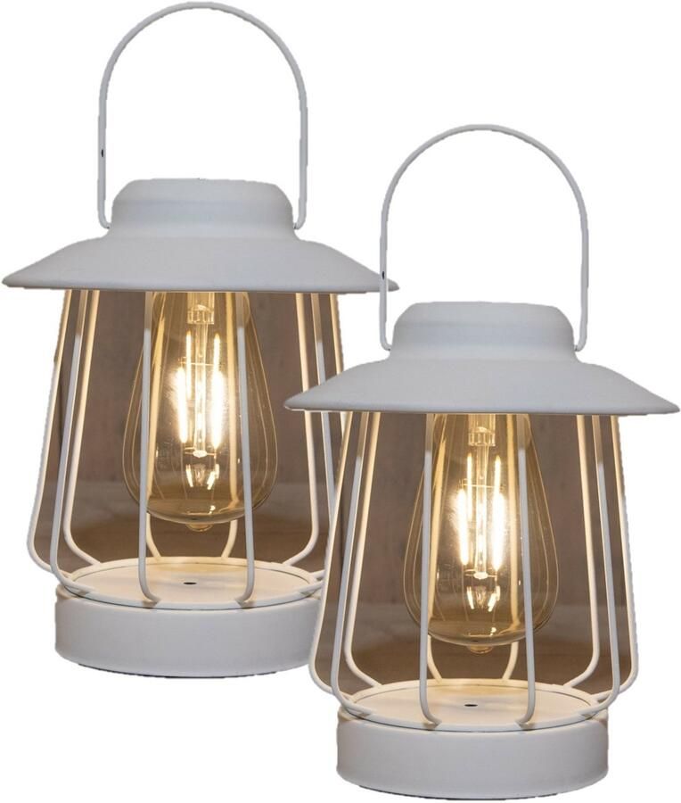 Anna's Collection Anna Collection Tuin lantaarn tafellamp 2x Solar wit D16 x H19 cm LED buitenverlichting Stijlvol